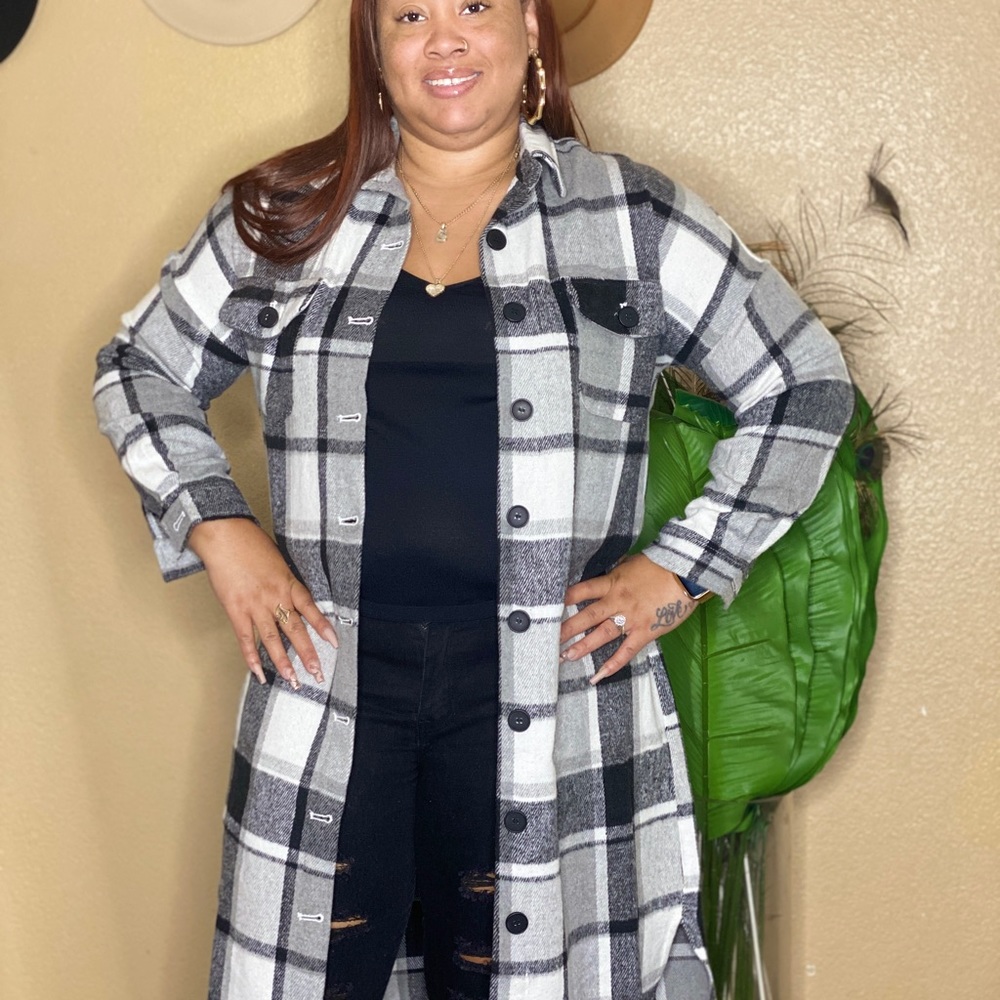 Long Flannel Plaid Shacket